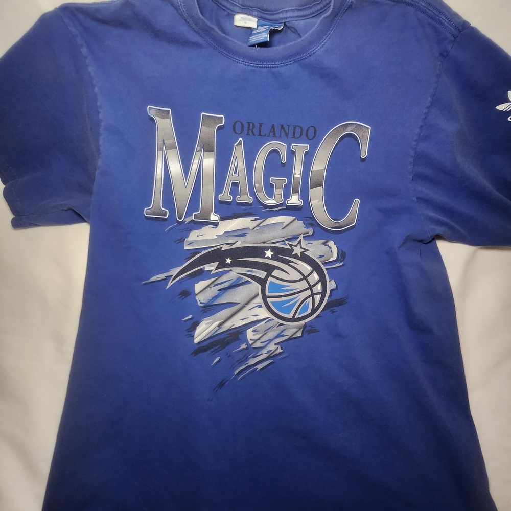 Old School Vintage NBA Orlando Magic Adidas Brand Blue Basketball T-Shirt Large